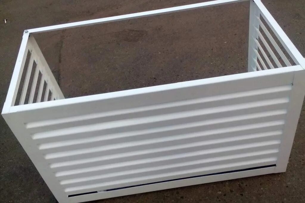 Короб для блока кондиционера. Защита для кондиционера сборная "корзина" 1250х700х570. Короб для блока кондиционера. Радиаторная решетка внешнего блока ввид сзади сплит системы. Корбас корзины для кондиционеров.