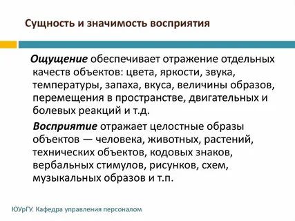 С какими процессами связано восприятие