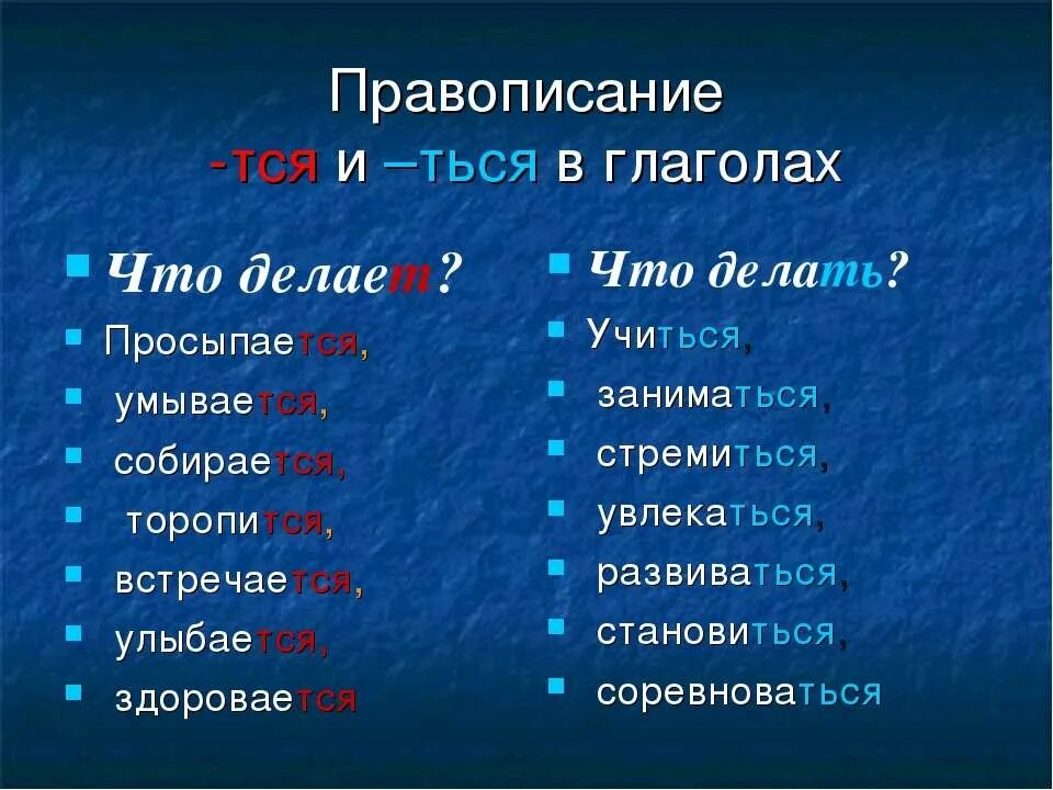 Тся и ться в глаголах. Правописание тся и ться в глаголах. Глаголы с окончанием тся и ться. Тся и ться в глаголах примеры. 10 любых глаголов