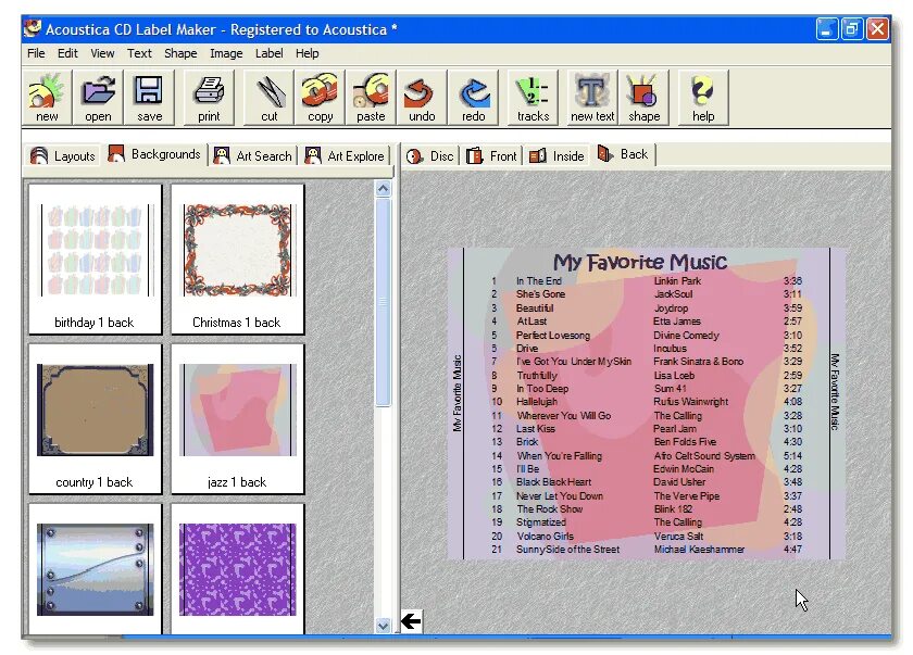 Программа для печати обложек CD дисков. Acoustica CD/DVD Label maker. RONYASOFT CD DVD Label maker.