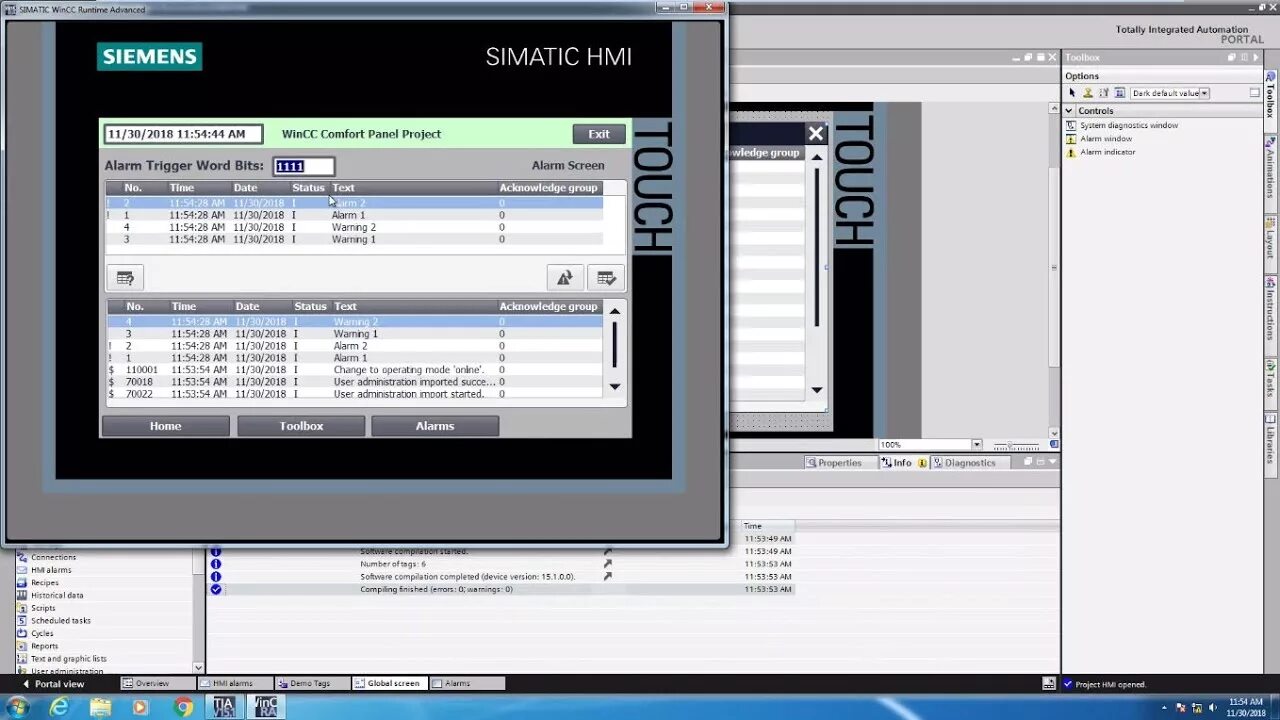 Wincc runtime. Фильтр alarm в wincc. alarm hmi screen. база sql для wincc. wincc professional.