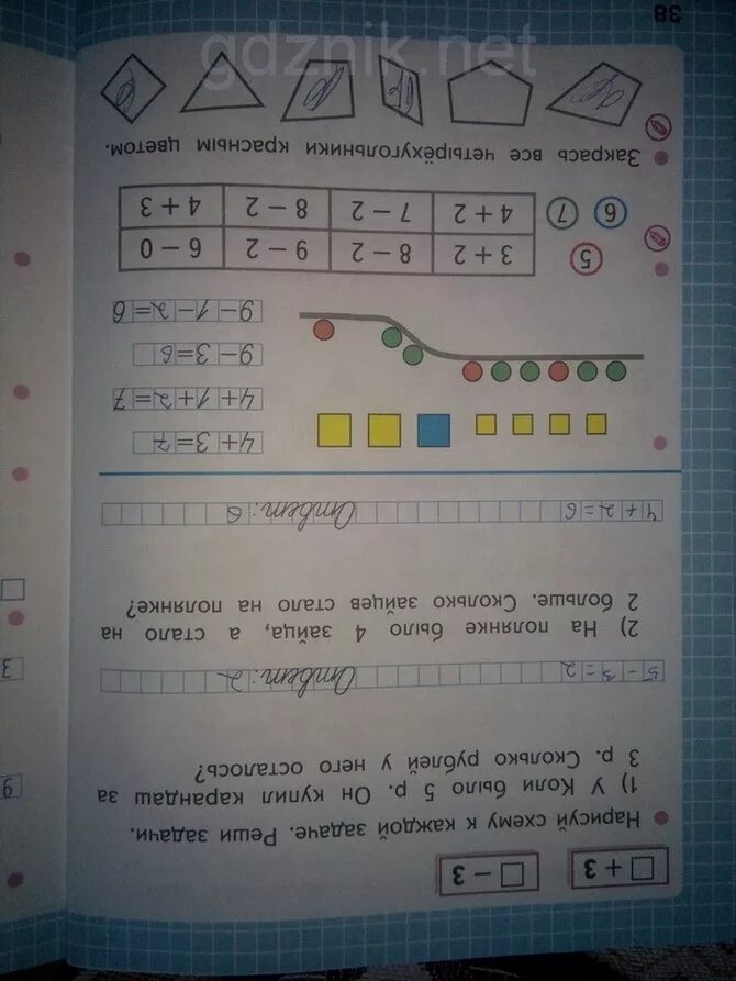 Математика тетрадь рабочая страница 38 1 часть