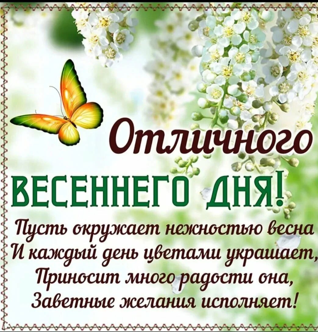 Весенние пожелания. Отличного весеннего дея. Открытки весеннего настроения. Открытки хорошего дня весенние. Хорошего дня весеннего и отличного настроения новые