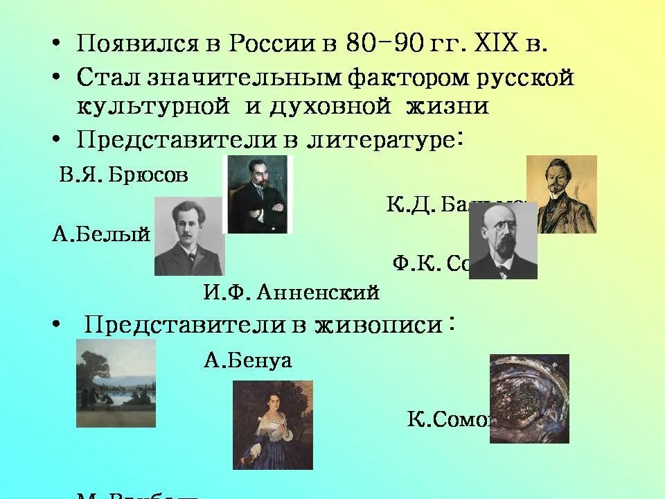 Русская литература 20 века 9 класс. Представители 80 90. Брюсов Бальмонт Анненский. Представители литературы в 90 гг РФ. Поэты индивидуального творчества 80-90 годов.