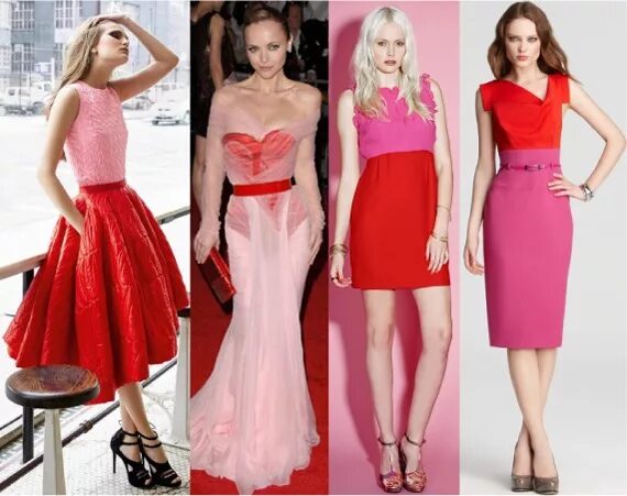 Что означает розовое красное. Сочетание красного и розового в одежде. Розовый с красным в одежде. Сочетание красного и розовый цвет в одежде. Романтический стиль в одежде.