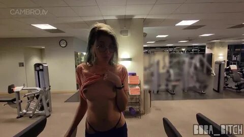 Boba Bitch naked at the gym. 