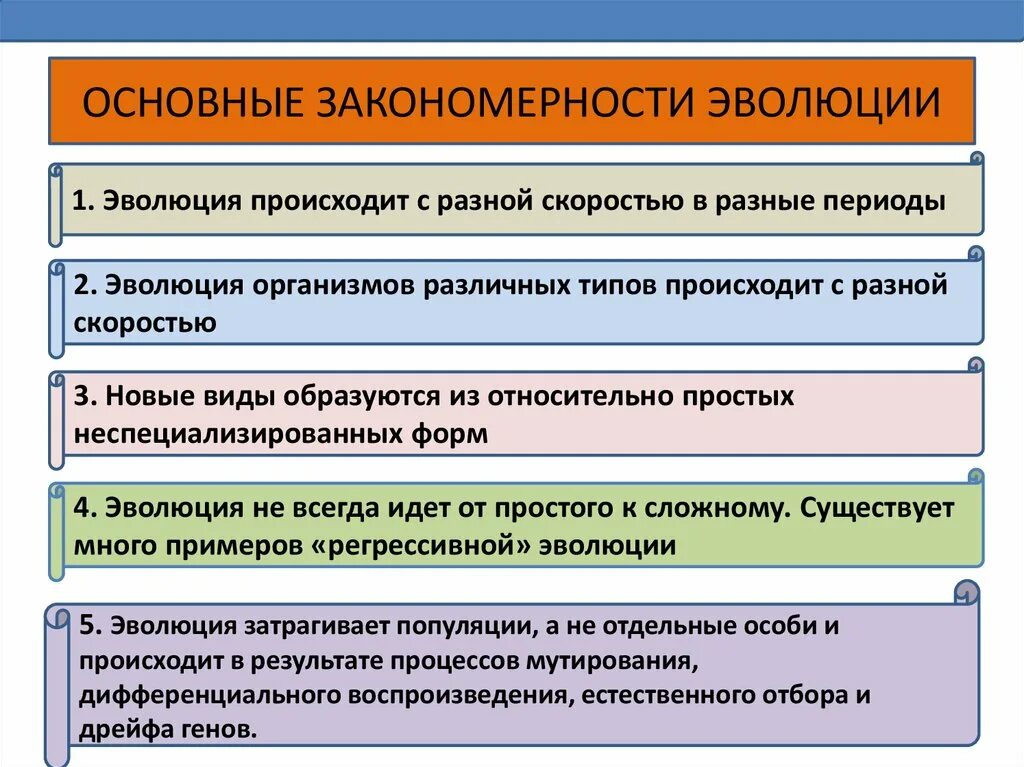 Закономерности направления эволюции