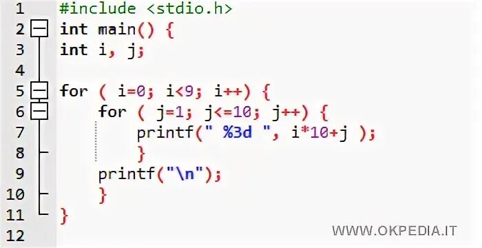 For in c