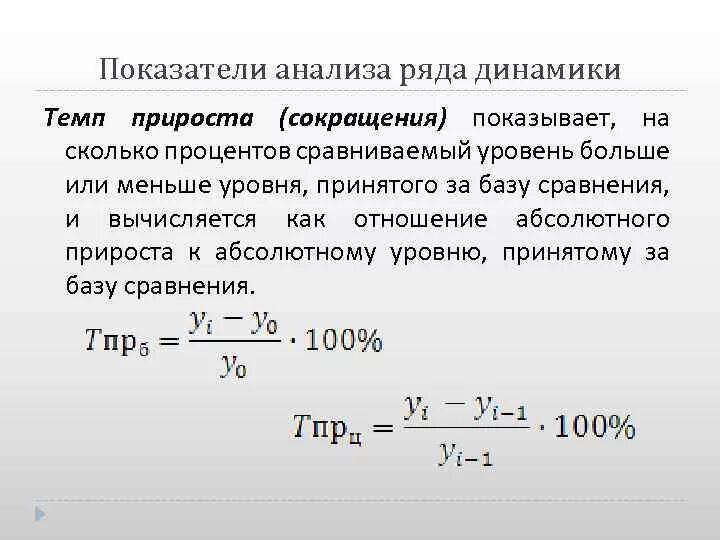 Изменение показателя в процентах. Расчет показателей динамики. Как рассчитывается динамика. Формула анализа рядов динамики. Показатели анализа рядов динамики показателей.