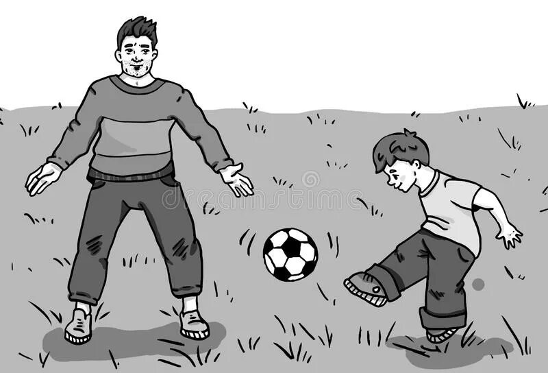 Папа играет в футбол. Отец и сын играют в футбол рисунок. Папа играет в футбол рисунок. Папа с сыном играют в футбол рисунок. Папа с сынов играют в футбол рисунок.