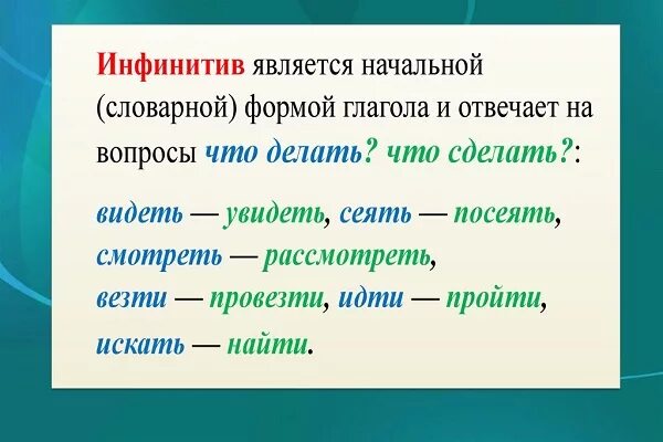 Поставить глагол в инфинитив. Инфинитив глагола в русском языке. Вопросы инфинитива глагола. Как найти инфинитив.