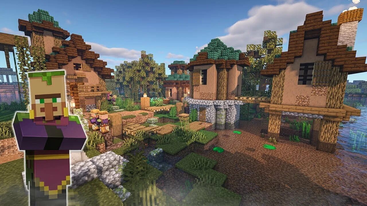 Болотная деревня в майнкрафт 1.14. Болотная деревня в майнкрафт. Minecraft Swamp Village. Красивая деревня в МАЙНКРАФТЕ.