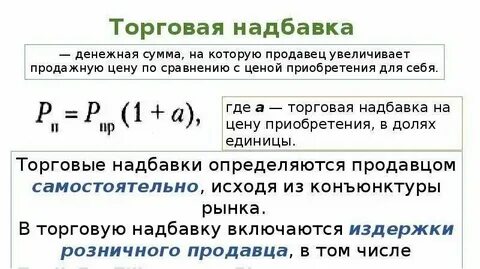 Виды торговой надбавки