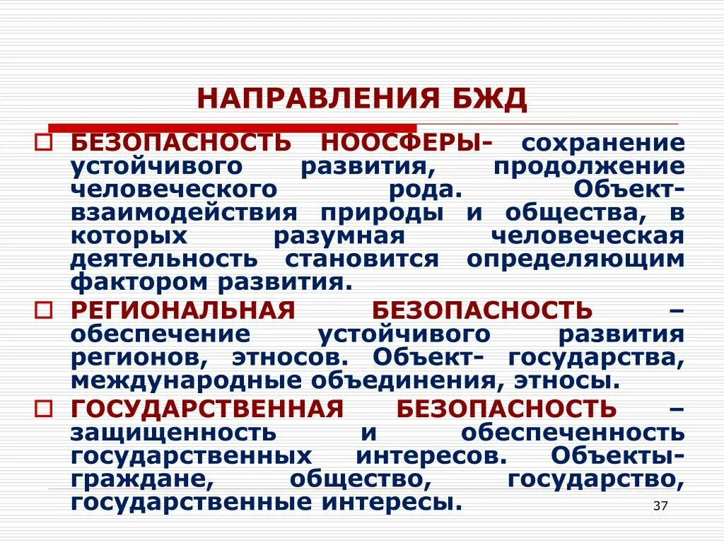 Направления БЖД. Основные направления БЖД. Безопасность ноосферы БЖД. Метод обеспечения БЖД.