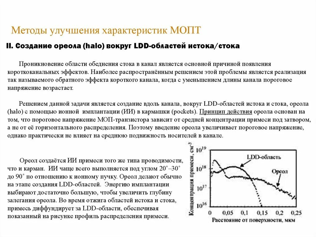 Улучшенные свойства. Улучшенные характеристики. Улучшение характеристик. Профиль распределения примеси. Параметры МОПТ.