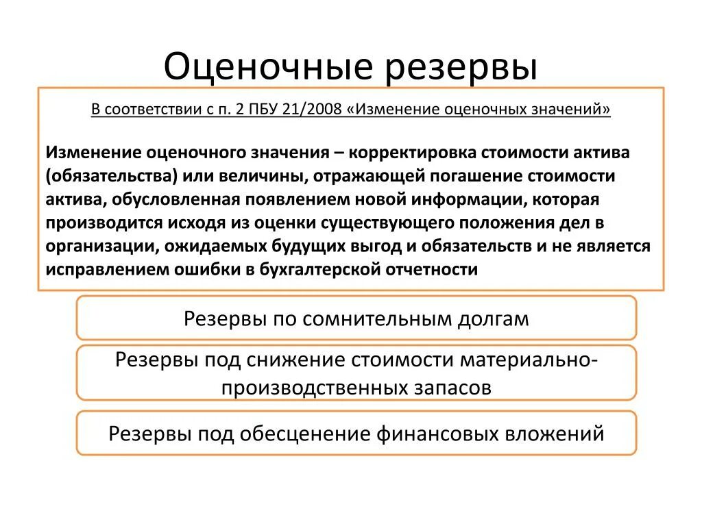 Фонды и резервы организации. Виды оценочных резервов. Оценочные обязательства и резервы. Оценочные обязательства в бухгалтерском. Оценочные обязательства запасов.