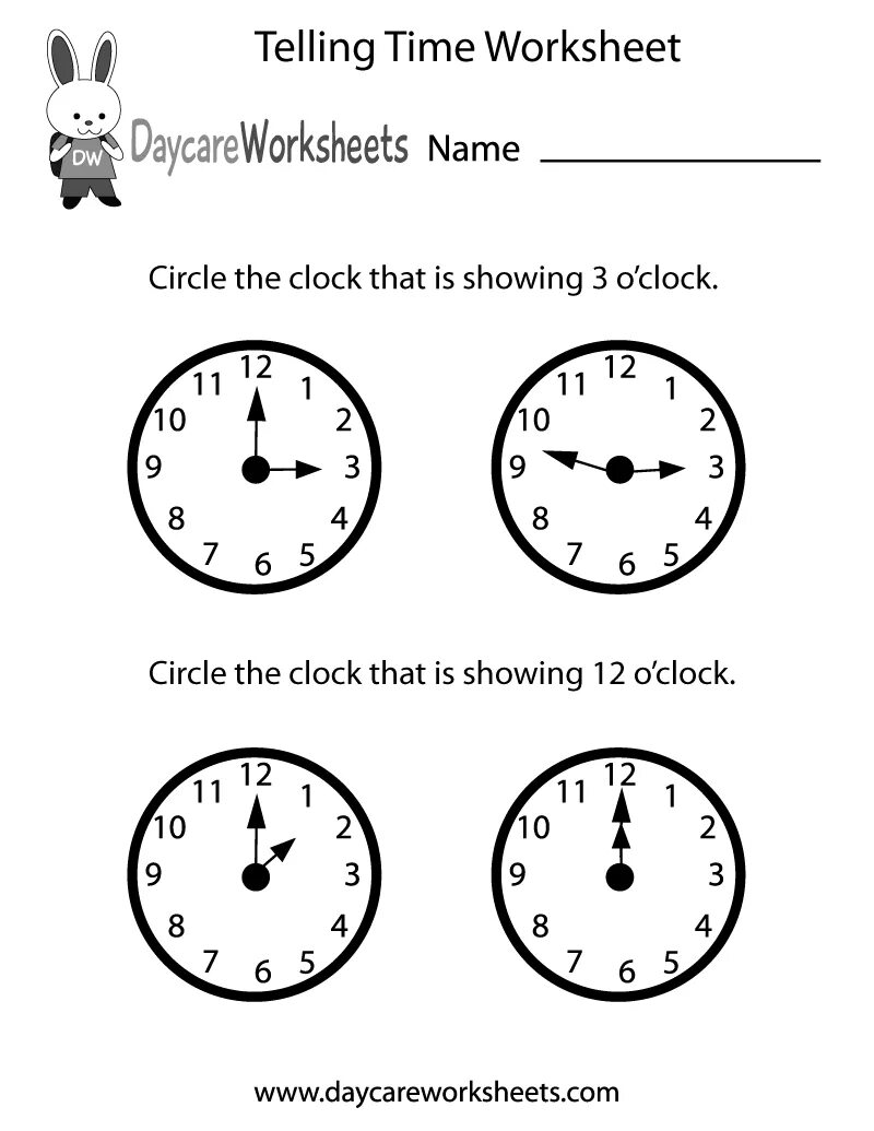 Telling the time worksheet