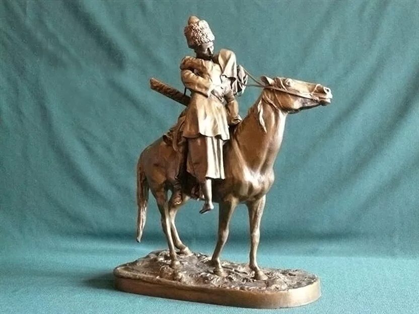 николай семёнович самокиш. е лансере прощание казака с казачкой. бронза маркет статуэтки. казачка прощанье. николай самокиш художник.