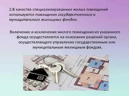 Виды помещений специализированного жилого фонда