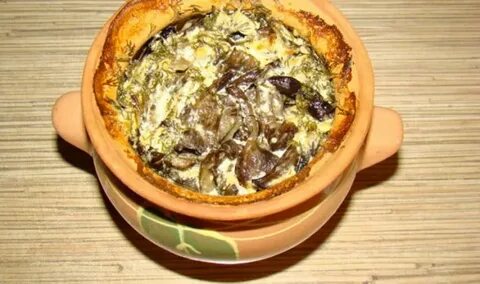 Картошка грибы курица сливки в горшочке