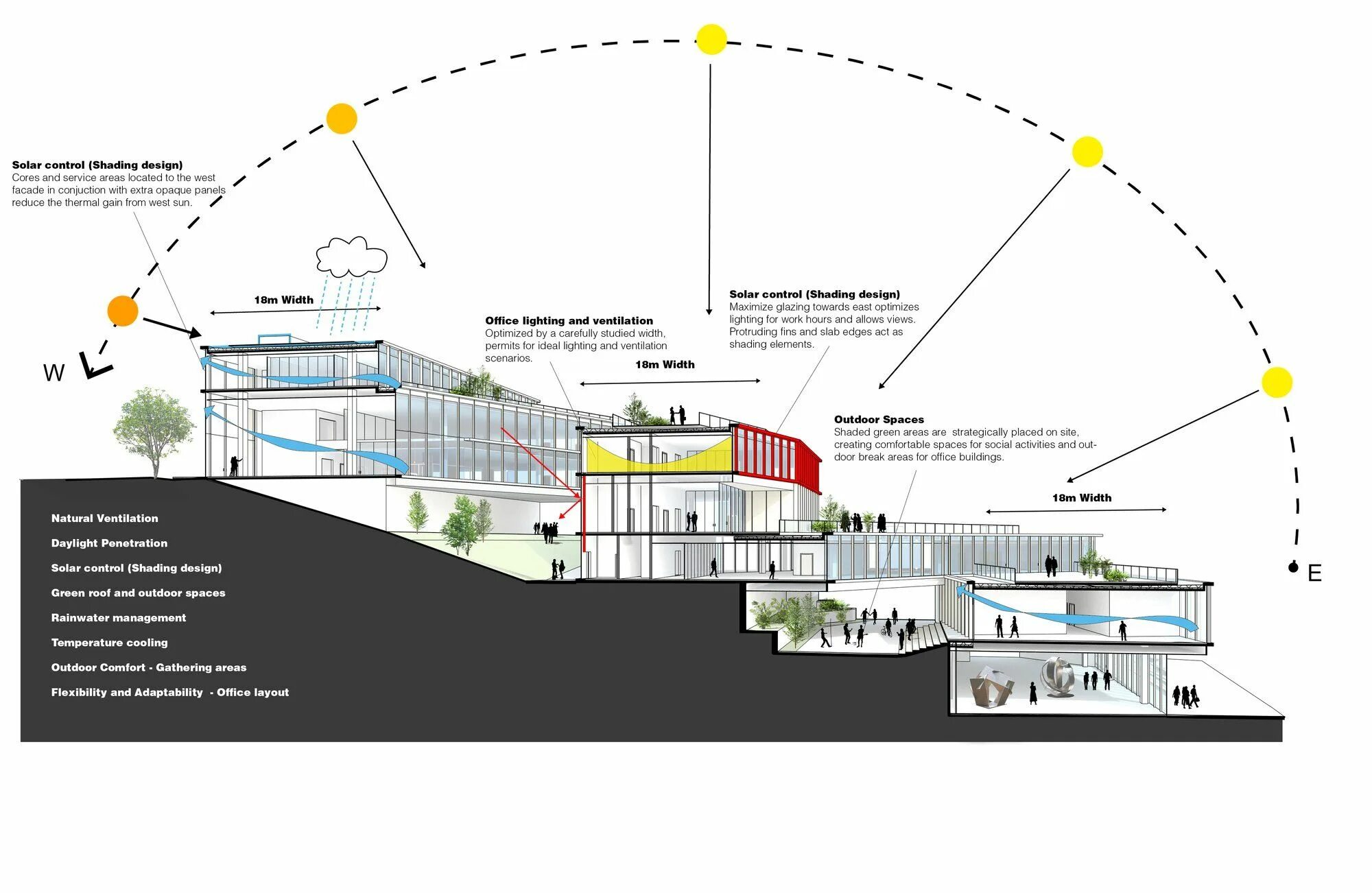 System section. Sustainable site design. the diagrams of architecture. architecture section. architectural diagrams.