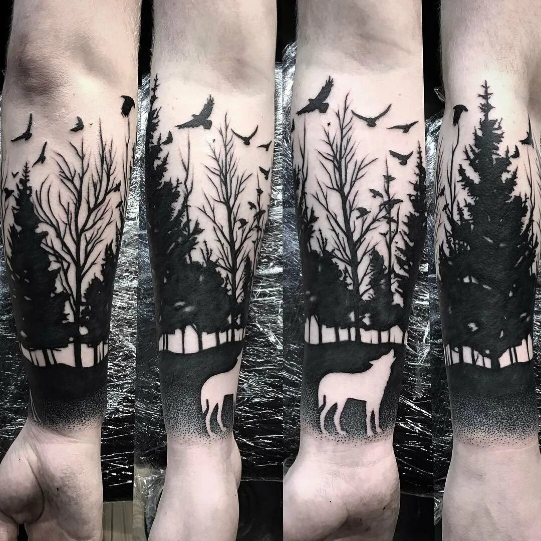 тату деревья лес блэкворк. тату рукав темный лес. тату лес эскиз. фон тату лес. фон тату лес.