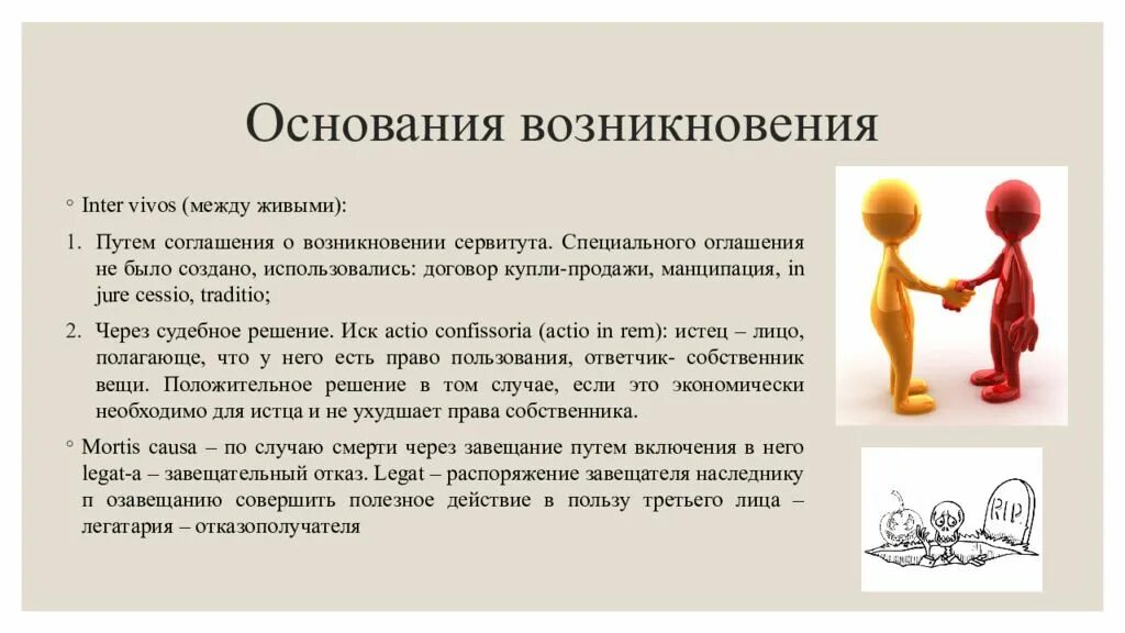 Основания возникновения сервитута схема. Основания возникновения сервитута в римском праве. Основания установления сервитута римское право. Возникновение сервитутов в римском праве. Основания прекращения сервитута