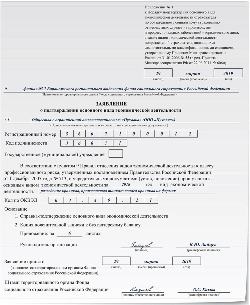 Подтвердить основную деятельность в фсс