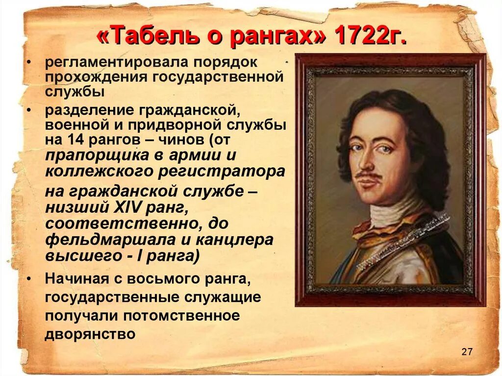 В период правления петра 1 проведение ревизий. Социальная политика Петра 1 табель о рангах. Реформы управления Петра 1 табель о рангах. Табель о рангах 1722 реформа Петра 1.