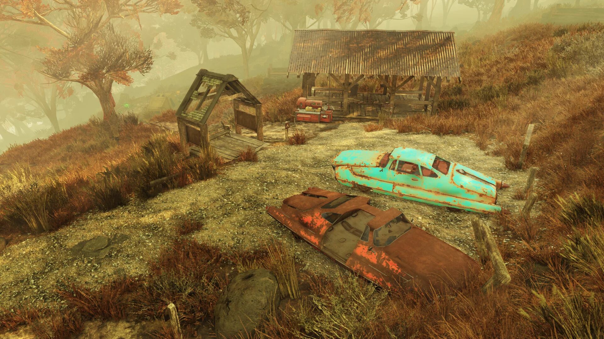 Fallout 76 camp. Долли СОДС Fallout 76. Fallout 76 мастерская Долли СОДС. Фоллаут 76 пустоши Долли СОДС. Мастерская солнечные Луга Fallout 76.