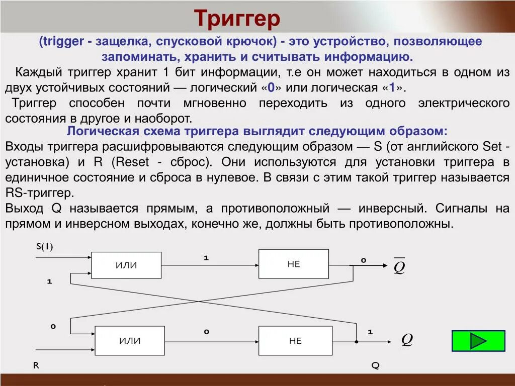 Триггер защелка хранение. Триггеры информация. Устройство хранения информации триггер. Сколько информации хранит триггер.