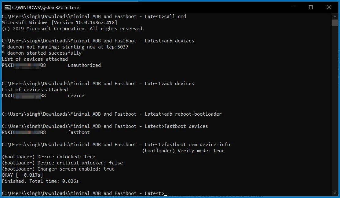 Windows adb fastboot