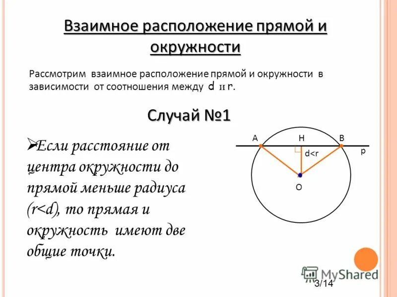 Взаимное расположение прямой и окружности презентация. Взаимное расположение прямой и окружности.
