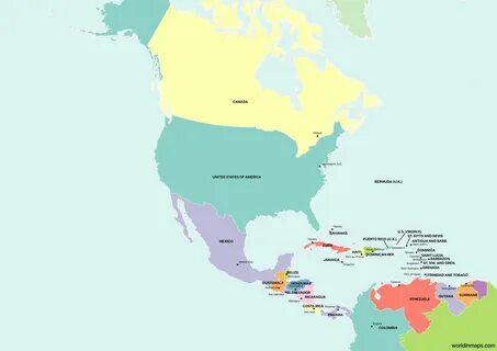 Political map of North America.