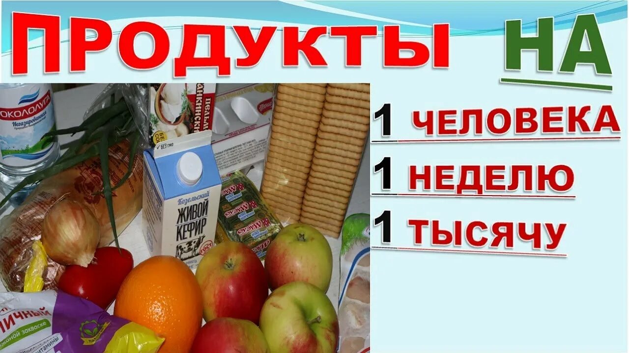 Продукты на неделю на рублей