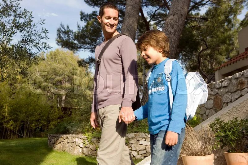 Father and child. Best public schools. Son goes to school. Son goes to school. Son goes to school.