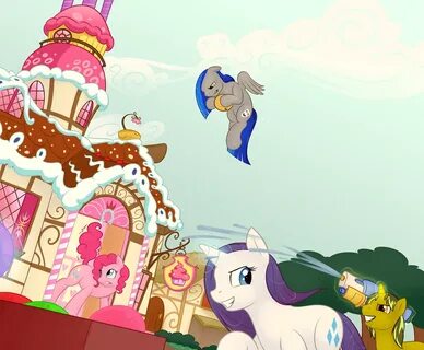 safe, artist:cobaltsnow, pinkie pie, rarity, oc, g4, balloon, sugarcube cor...