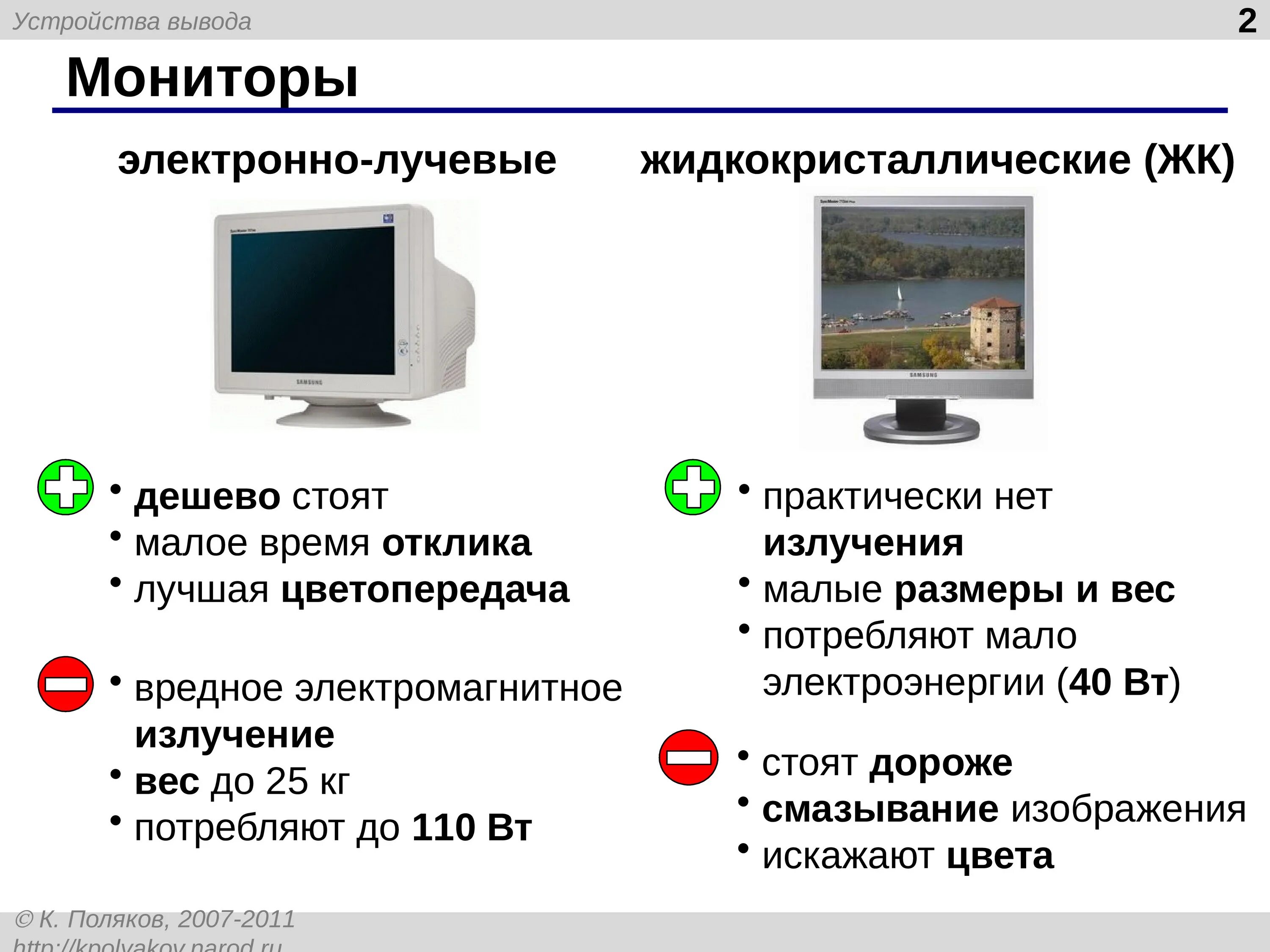 Виды экрана монитора. Мониторы электронно-лучевые (CRT). ЖК И ЭЛТ мониторы.