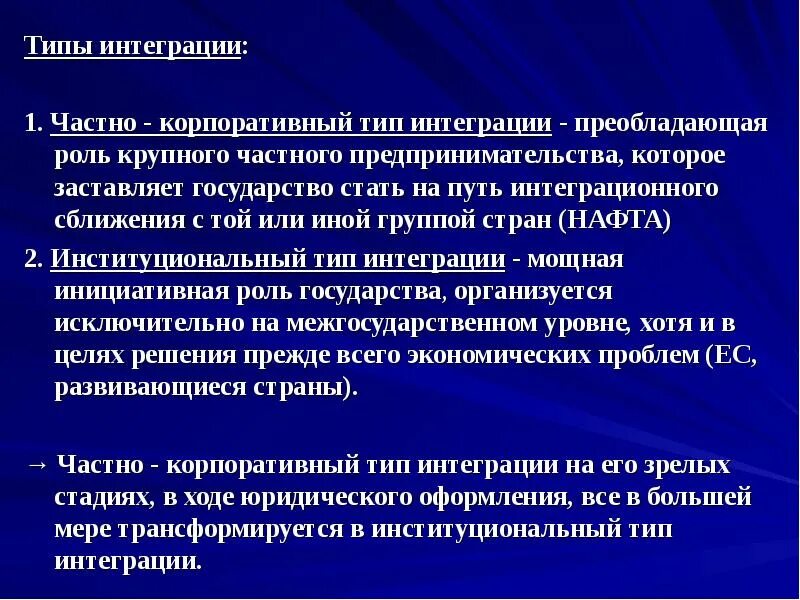 Интегративные организации. Основные виды интеграции. Типы международной интеграции. Виды интеграции в истории. Виды экономической интеграции.