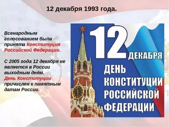 Год всенародного голосования по конституции. Конституция РФ 25.12.1993. Конституция Российской Федерации 12 декабря 1993 года. 12 Декабря 1993 день Конституции. День принятия Конституции.