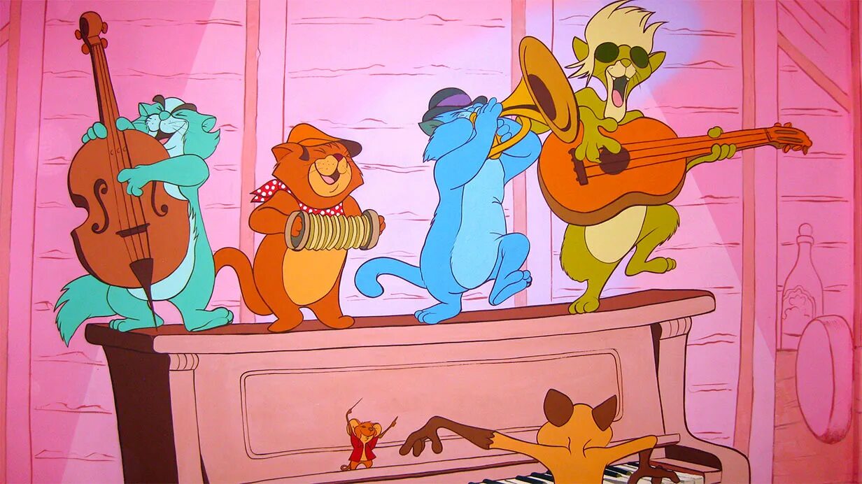 Музыка персонажи поют музыку. Коты Аристократы коты музыканты. Мультяшные музыканты.