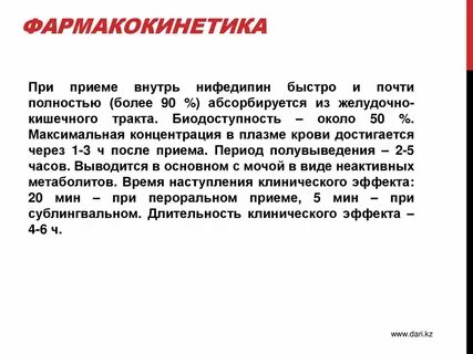 Нифедипин после приема