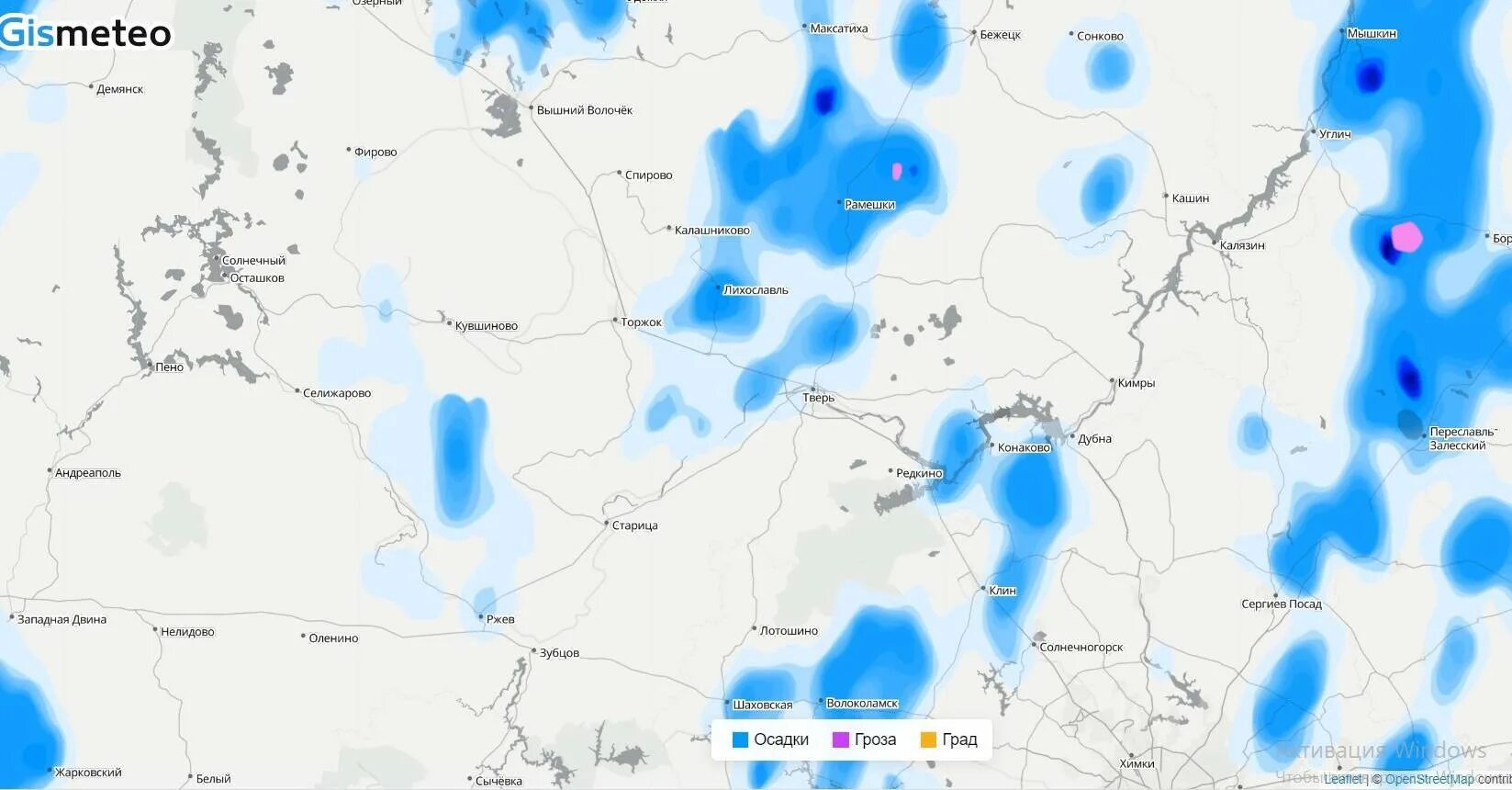 Карта осадков дубна московская область. Град в Тверской области d 2023 года.