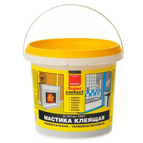 Мастика клеящая для плитки в ванной. Клей мастика неомид. Neomid supercontact 4 кг. Мастика термостойкая. Клей мастика неомид.