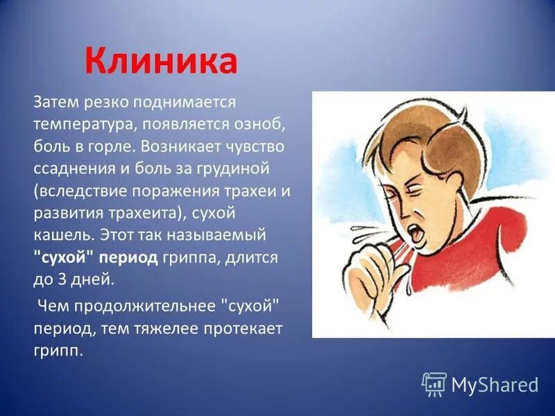 Сильный сухой кашель и температура. Болит горло и температура.