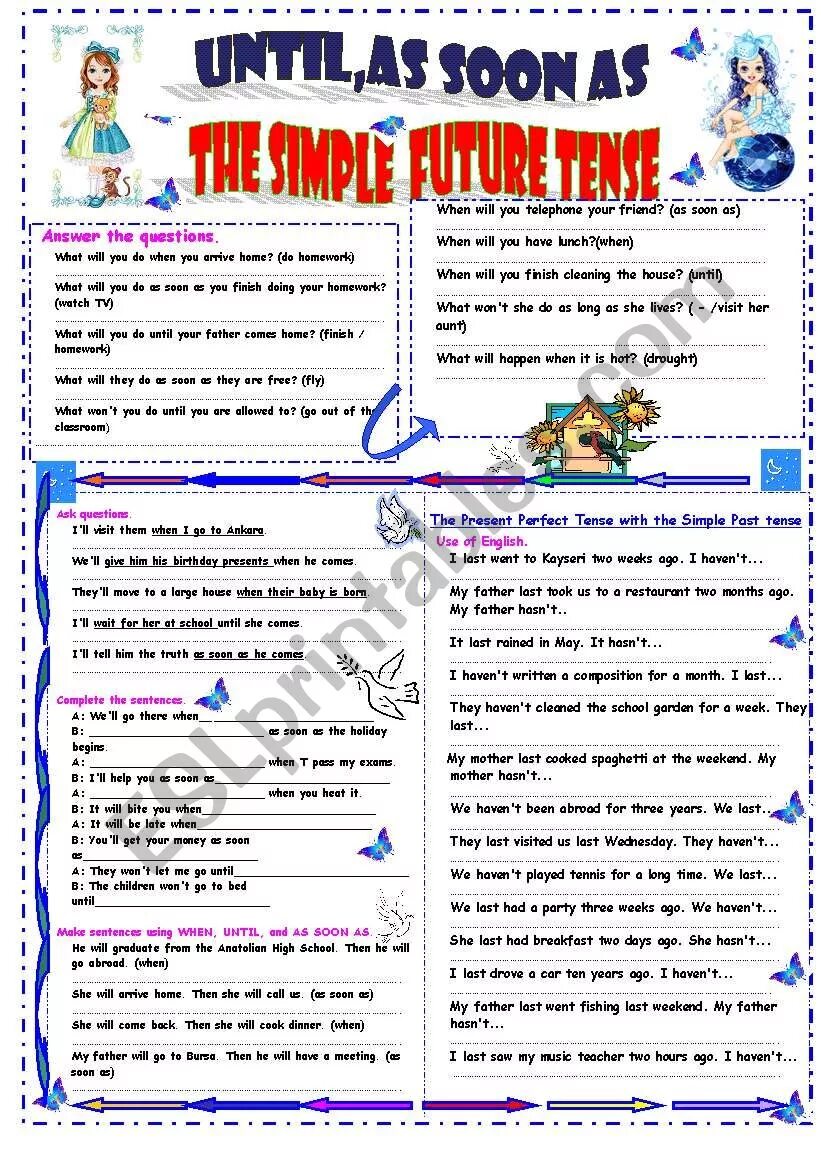 As soon as exercises. As soon as when after until then past simple worksheets. until as soon as разница. until future simple. as soon as when after until then правило.