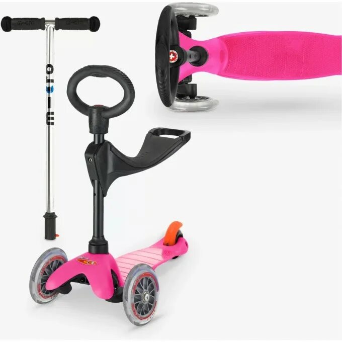 Mini Micro 3in1 Deluxe. Самокат Mini Micro 3 в 1. Mini Micro Pink. Детский 3 колесный самокат Scooter розовый.