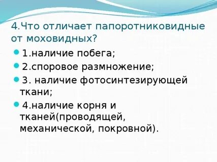 Тест по биологии 6 класс моховидные