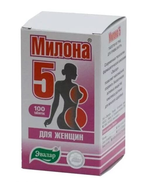 Милона-5 таблетки, 100 шт.. Препараты Милона Эвалар. Для женщин для здоровья таблетки. Препараты для репродуктивной системы женщины.