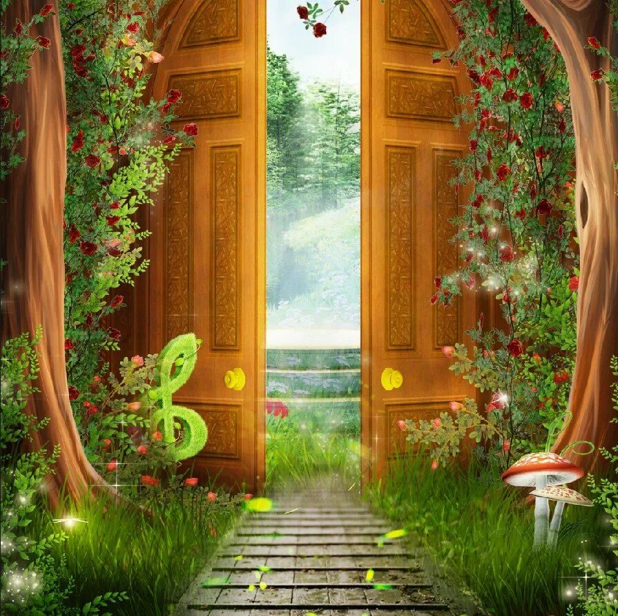 Сказочные картинки. Дверь в сказку. Сказочные ворота. Сказочная дверь. Волшебная дверь.